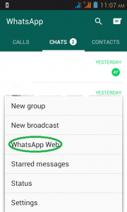 go to WhatsApp web in menu