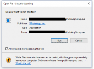 run the whatsapp setup.exe file