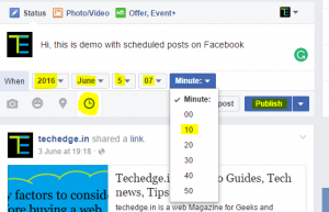 schedule posts directly from your time line by click on clock symbal