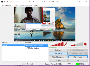 adjust webcam window to record monitor