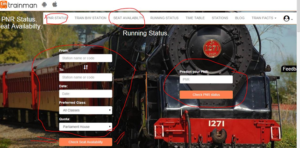 Trainman PNR status booking